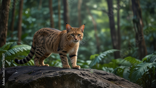 jungle cat on a rock