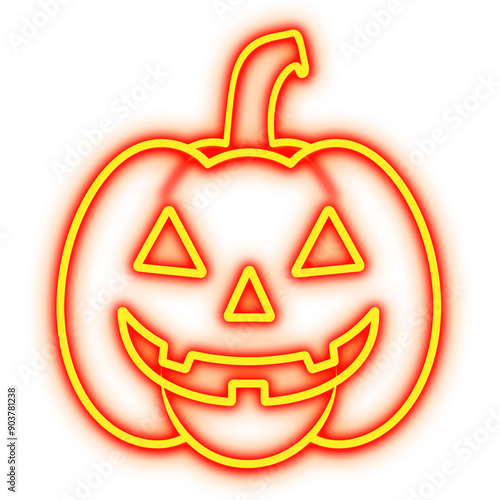Wallpaper Mural Glowing yellow neon Halloween jack-o'-lantern icon 
 Torontodigital.ca