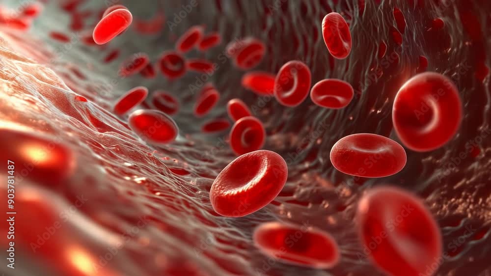 Detailed 3D Animation of Red Blood Cells Flowing Through an Artery ...