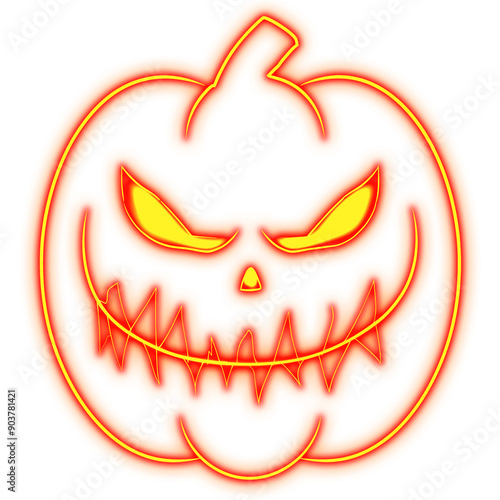 Wallpaper Mural Glowing yellow neon Halloween jack-o'-lantern icon 
 Torontodigital.ca