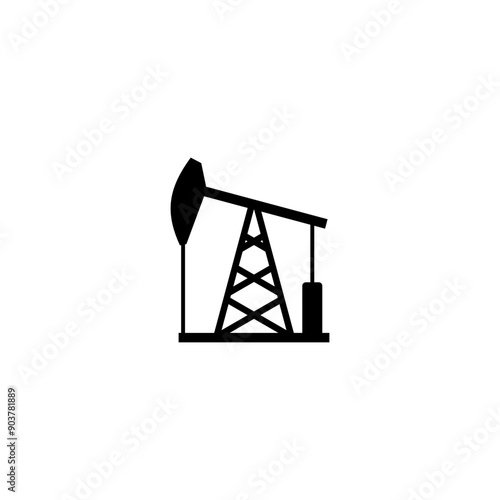 Oil pump jack or petrol pump jack icon isolated on white background