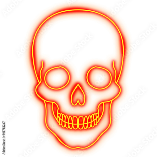 Wallpaper Mural Glowing yellow neon Halloween skull icon 
 Torontodigital.ca
