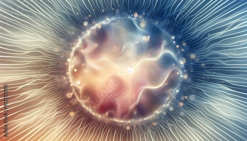 A psychedelic fractal swirl with vibrant energy and motion against a cosmic background