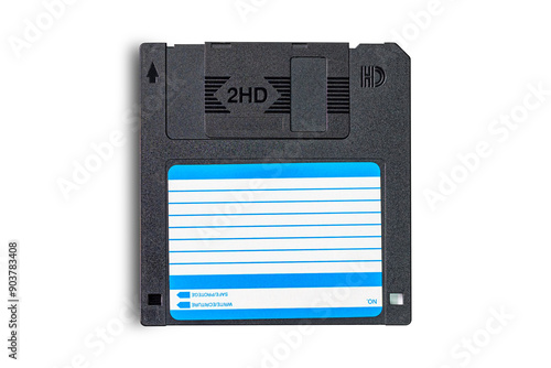 Bilde på lerret Top view single diskette for old computer isolated on white background with clipping path
