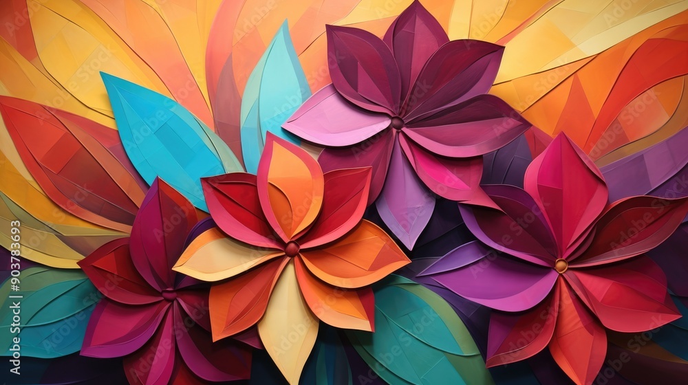 Abstract geometric flowers with vivid colors Abstract geometric flowers with vivid colors