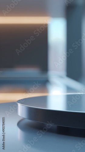 empty table with close up product display podium