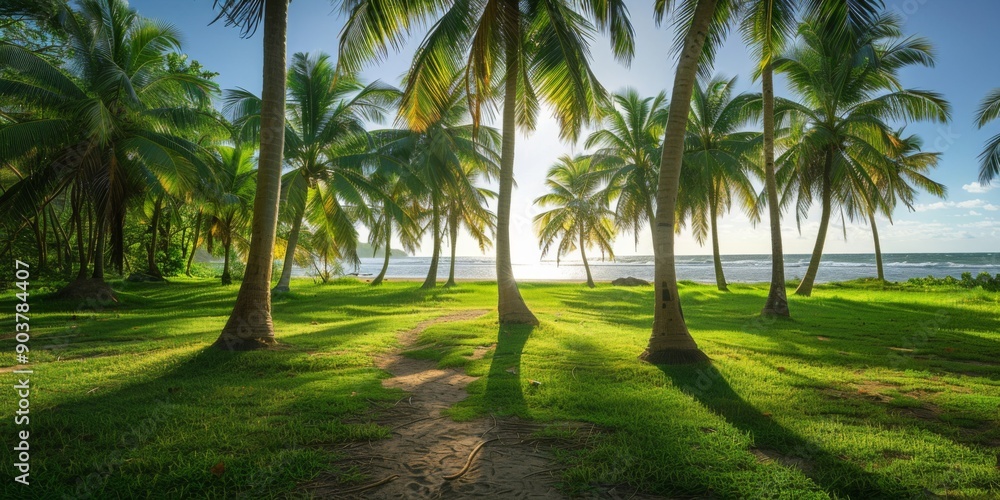 Pristine Coconut Palm Landscape: An Idyllic Outdoor Nature Scene Celebrating Tropical Serenity and Natural Beauty. Pristine Coconut Palm Landscape: An Idyllic Outdoor Nature Scene Celebrating Tropical Serenity and Natural Beauty.