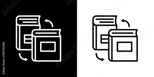 Literature exchange icon. Study icon. Technology. Black icon. Learning icon. Silhouette.