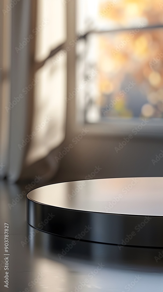 interior with light close up product display podium