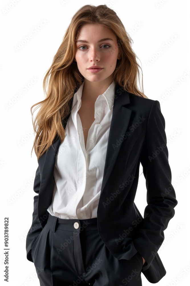 A businesswoman wearing formal suit isolated created with Generative AI A businesswoman wearing formal suit isolated created with Generative AI