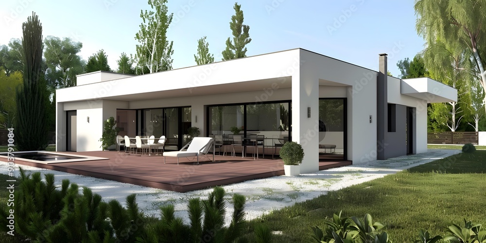 Modern House with a Swimming Pool and a Patio Modern House with a Swimming Pool and a Patio