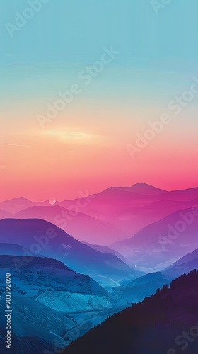 Purple And Blue Mountain Range At Sunset