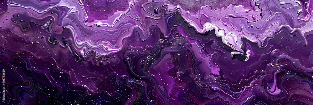 Obraz premium Cosmic Abstract Art with Purple Paint Swirls