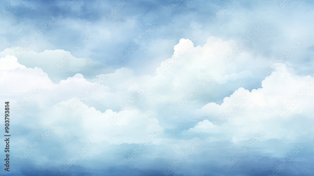 Fluffy white clouds drift gently across a clear blue sky filled with sunlight, background Fluffy white clouds drift gently across a clear blue sky filled with sunlight, background