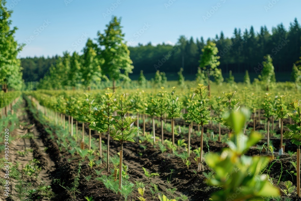 Tree Nursery: Numerous Young Trees in a Green and Sunny Bavarian Landscape Tree Nursery: Numerous Young Trees in a Green and Sunny Bavarian Landscape