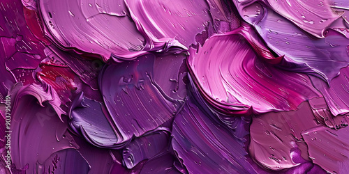 Close-Up of Vibrant Purple and Pink Paint Strokes