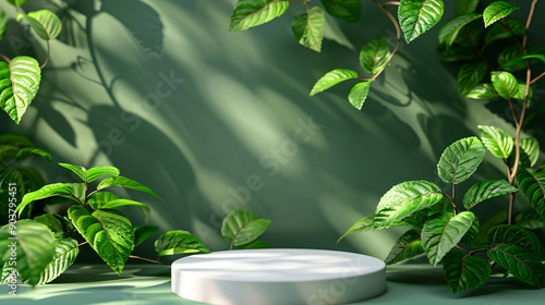 Minimalistic Green Leaves with Soft Shadows