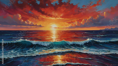sunset over the sea