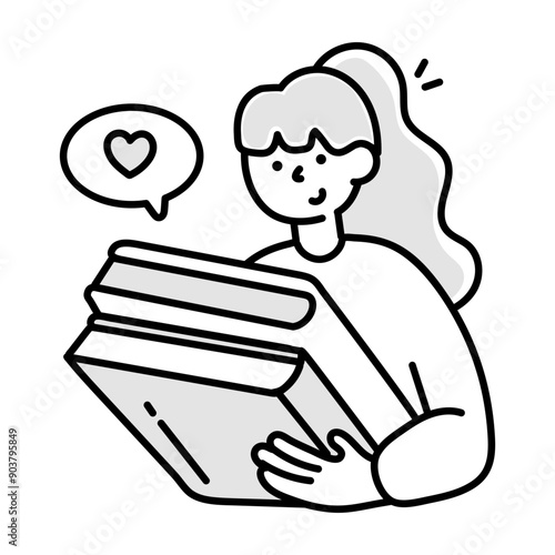 A bibliophile doodle style icon 

