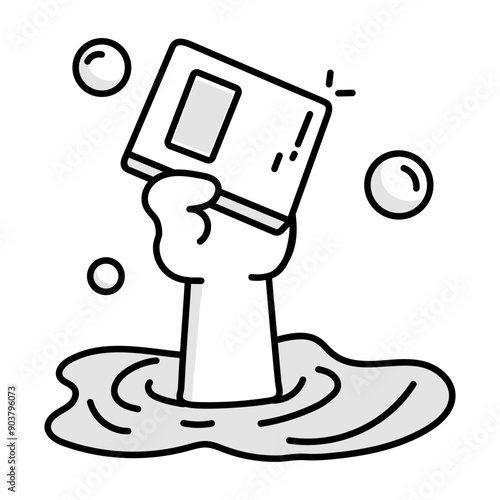 A drowning book icon designed in doodle style 

