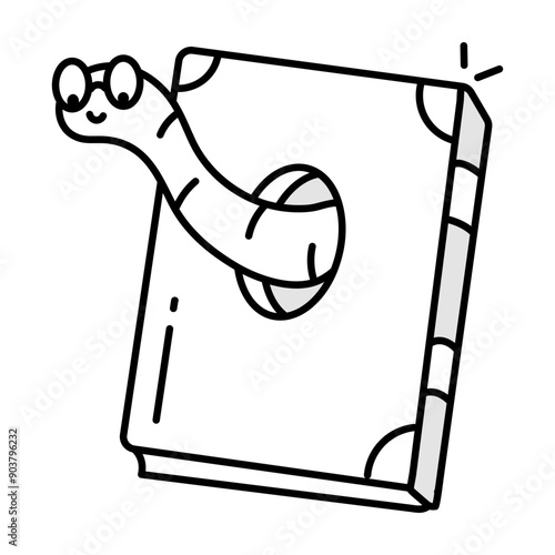 A hand drawn style icon of bookworm 

