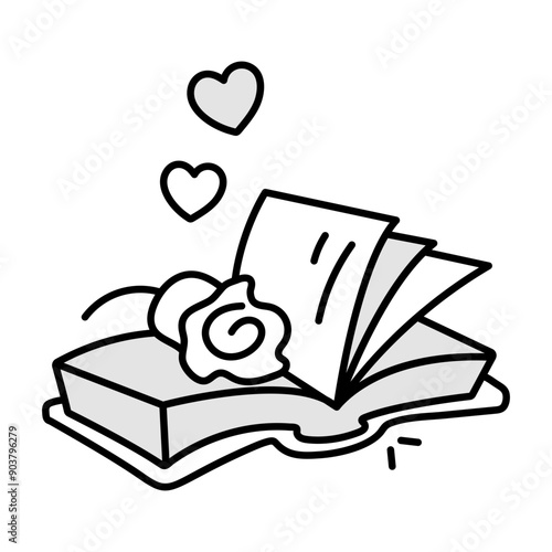 A hand drawn style icon of romantic story 

