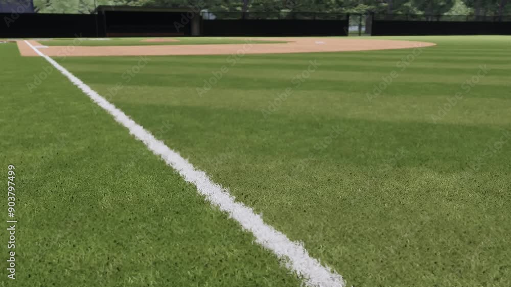 Closeup Slider shot of green artificial grass at baseball field Closeup Slider shot of green artificial grass at baseball field