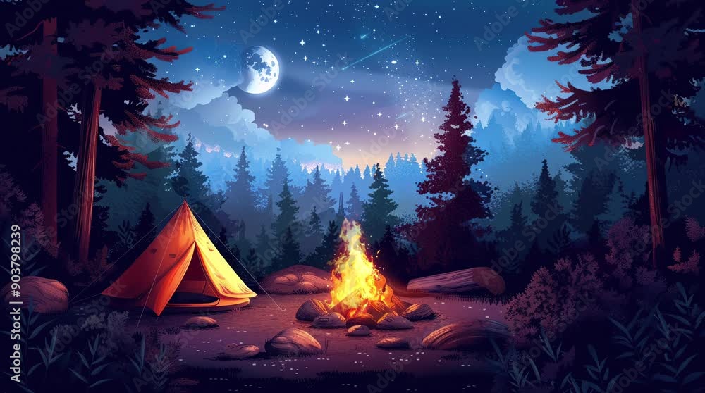 Tent with a bonfire on top of a mountain surrounded by pine trees, creating a scenic and adventurous landscape
Seamless looping 4k time-lapse virtual video animation Generated AI Tent with a bonfire on top of a mountain surrounded by pine trees, creating a scenic and adventurous landscape
Seamless looping 4k time-lapse virtual video animation Generated AI