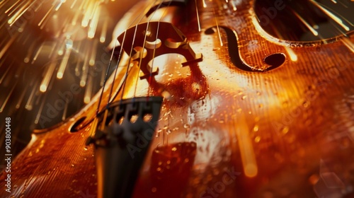 Close up of a syphony violin set. Violin strings photo