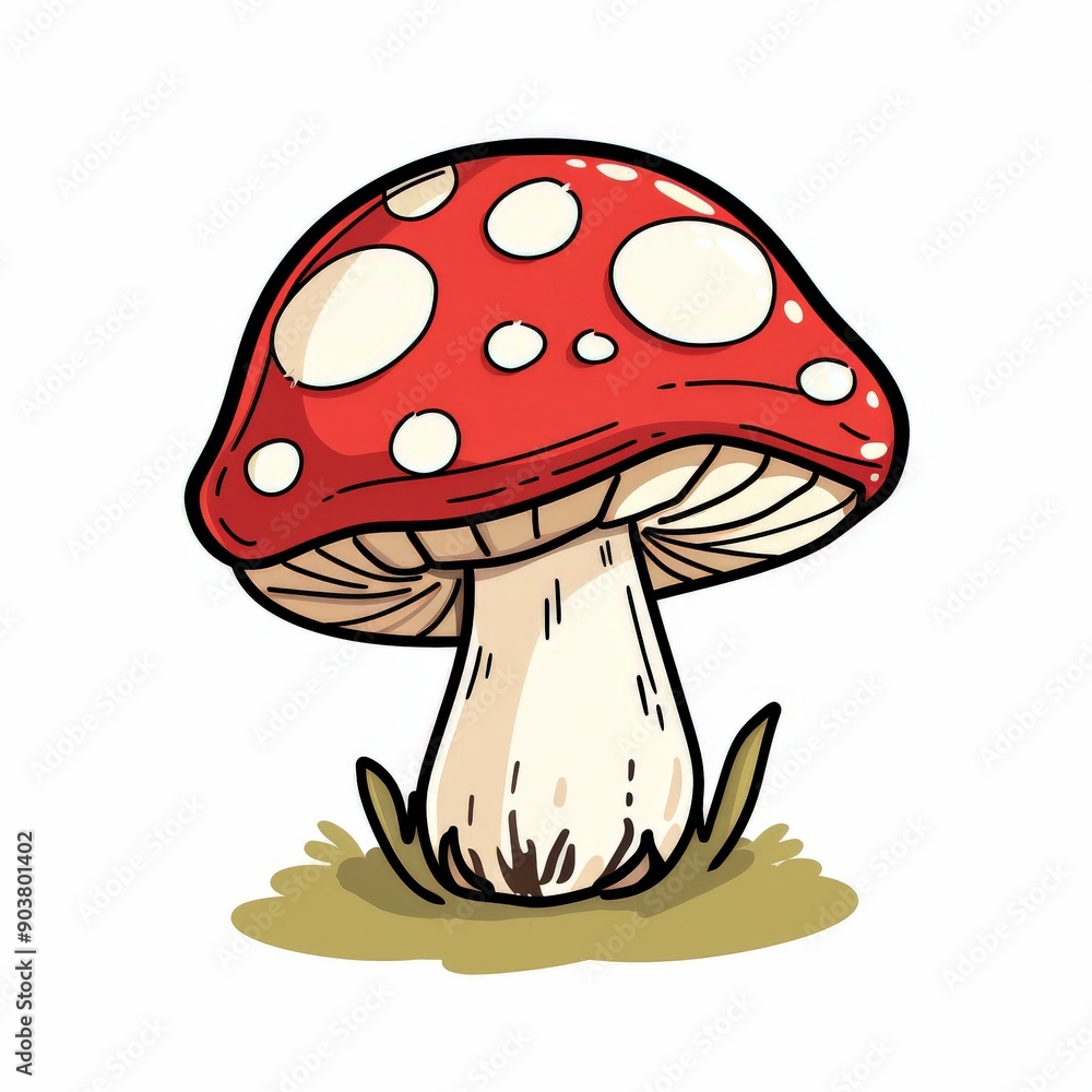 Red and white toadstool mushroom with spots on a white background Red and white toadstool mushroom with spots on a white background