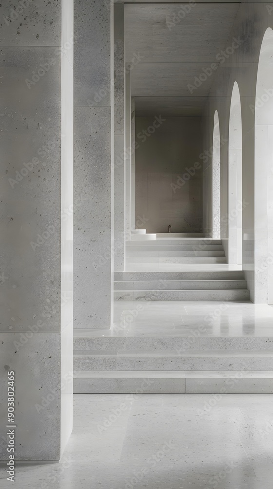 Modern Architecture Interior With Gray Stone Walls And Stairs Modern Architecture Interior With Gray Stone Walls And Stairs