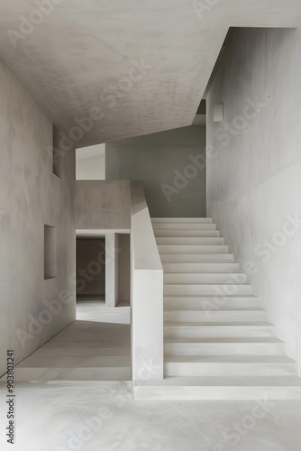 Modern Concrete Stairs And Hallway © Adobe Contributor