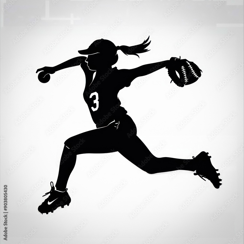 Obraz premium Softball silhouette