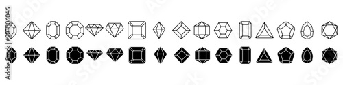 Gem icon vector set. Geometric gems diamonds illustration sign collection. sapphire precious jewels symbol.