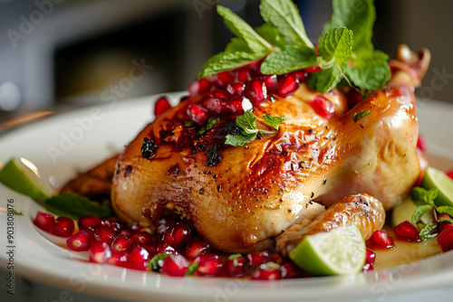 Delicious roasted turkey with savory vegetable side dishes in a fall theme