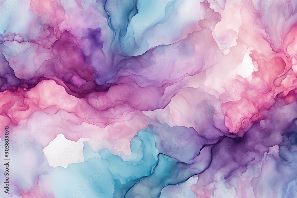 Modern ethereal light blue, pink and purple alcohol ink abstract background. Liquid watercolor paint splash texture effect illustration for card design, banners, trendy graphic design Modern ethereal light blue, pink and purple alcohol ink abstract background. Liquid watercolor paint splash texture effect illustration for card design, banners, trendy graphic design