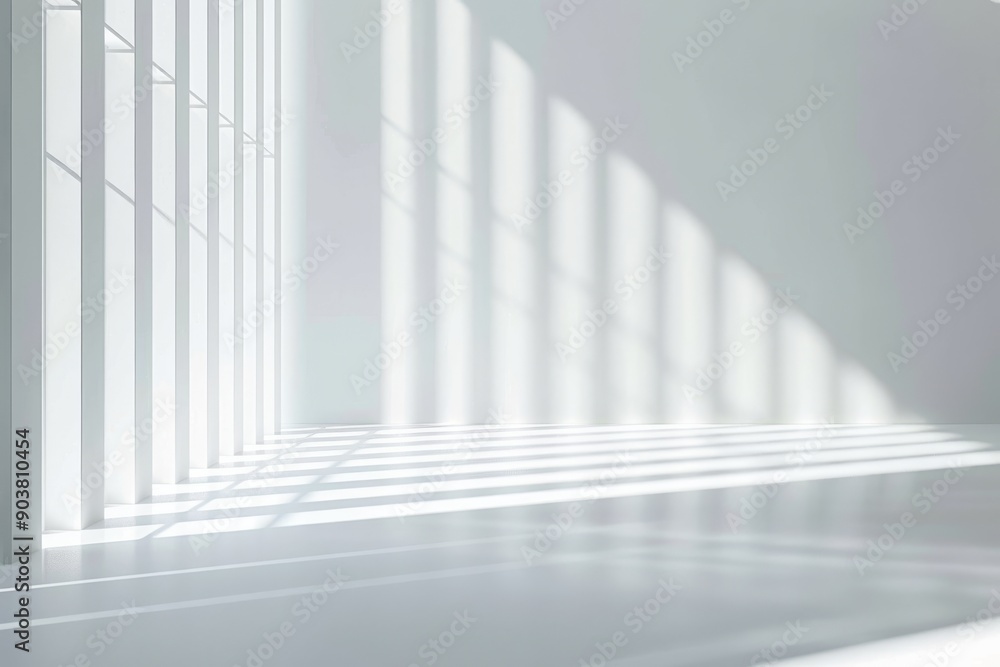 Obraz premium This is a serene and bright indoor space beautifully showcasing linear shadows and soft light reflections
