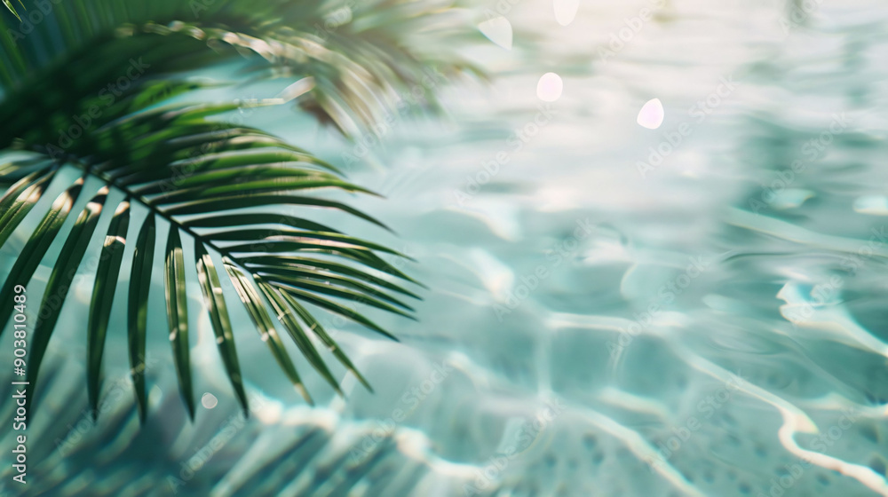 Palm Leaves Over Water in Sunlight Palm Leaves Over Water in Sunlight