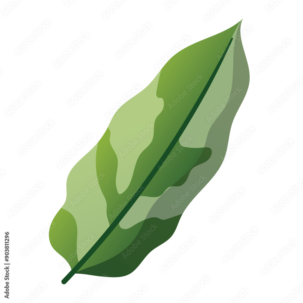 Shell ginger leaf vector illustration, isolated on white background, tropical plant leaves clip art
