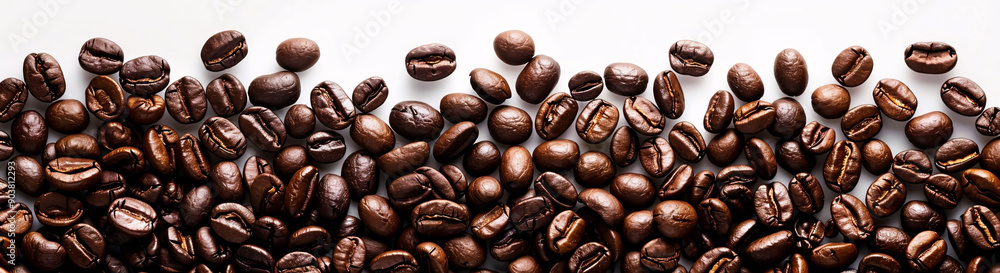 Coffee Beans Spread on White Background Coffee Beans Spread on White Background