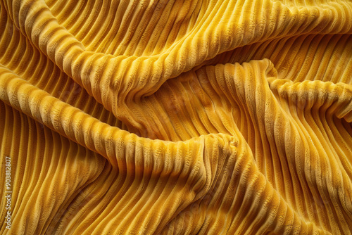 Crumpled Yellow Fabric Close-Up