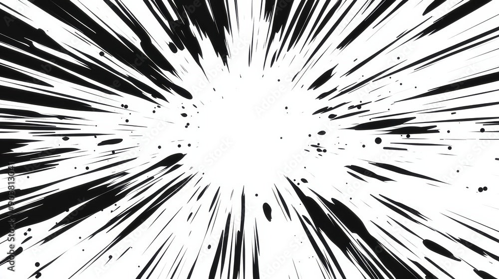 Abstract black and white comic book explosion or laser beams with speed lines on white background. Abstract black and white comic book explosion or laser beams with speed lines on white background.