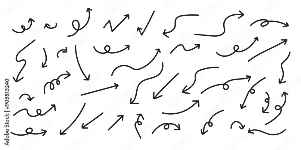 hand drawn arrow icons set. doodle swipe up symbol sign isolated on white background. sketch arrow design for business plan and education. hand drawn arrow icons set. doodle swipe up symbol sign isolated on white background. sketch arrow design for business plan and education.
