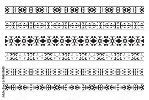 Set of decorative seamless ornamental border - Vector modular