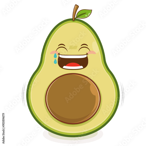 avocado laughing face cartoon cute