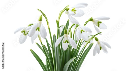 snowdrop flower bouquet bunch on white background