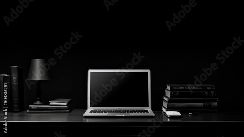 screen blank laptop on desk photo