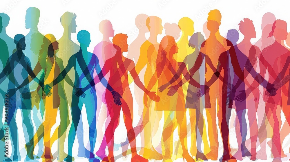 Diverse Silhouettes Holding Hands in Unity Diverse Silhouettes Holding Hands in Unity