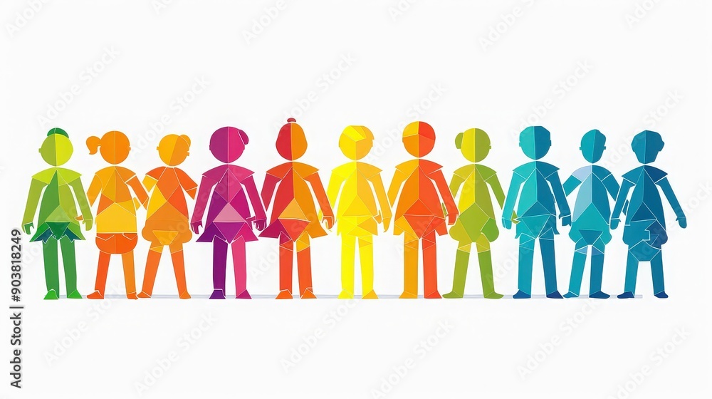 Colorful Geometric Figures Holding Hands in Unity Colorful Geometric Figures Holding Hands in Unity