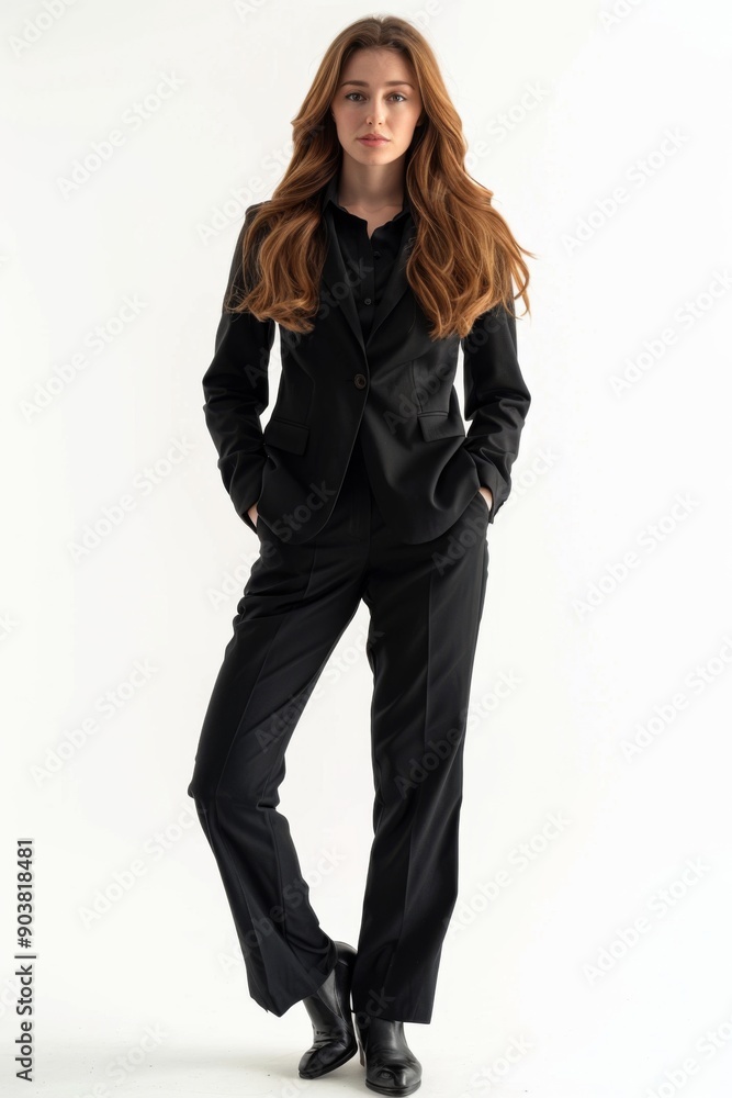 A businesswoman wearing formal suit isolated created with Generative AI A businesswoman wearing formal suit isolated created with Generative AI